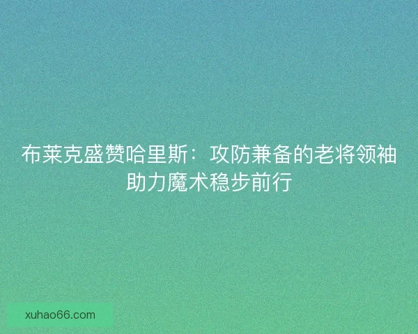 布莱克盛赞哈里斯：攻防兼备的老将领袖助力魔术稳步前行