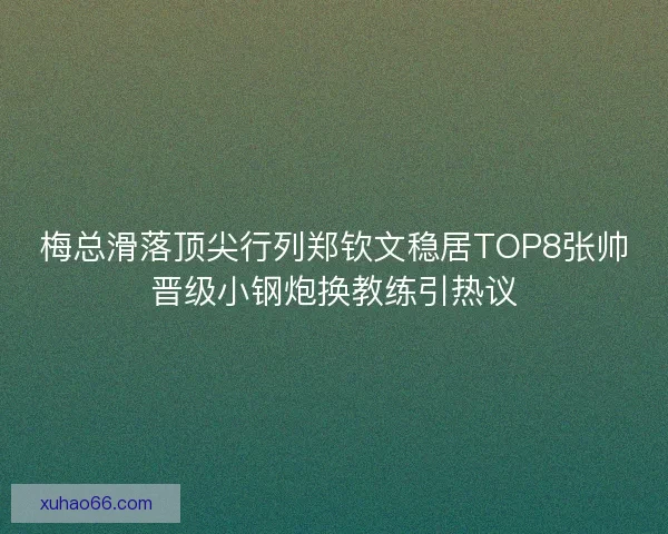 梅总滑落顶尖行列郑钦文稳居TOP8张帅晋级小钢炮换教练引热议