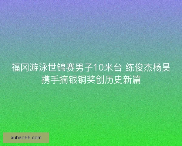 福冈游泳世锦赛男子10米台 练俊杰杨昊携手摘银铜奖创历史新篇