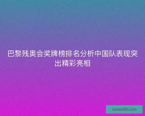 巴黎残奥会奖牌榜排名分析中国队表现突出精彩亮相
